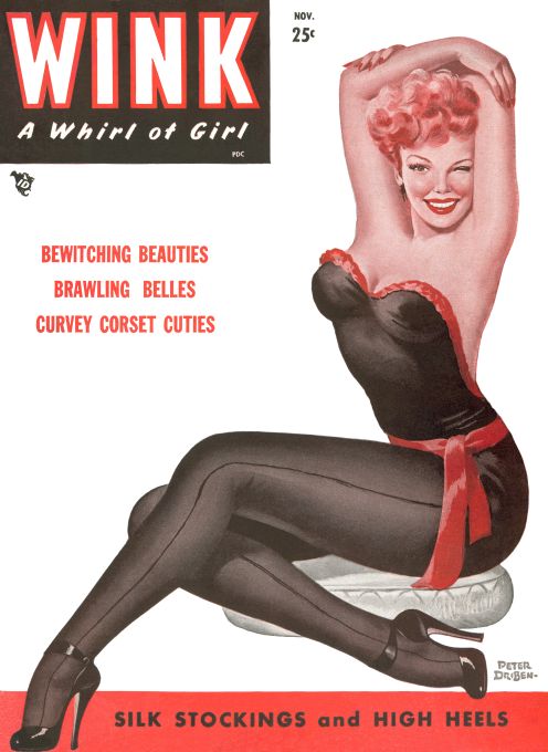 Pin Up - Girl in Sleek Black Red - Driben - 1948
