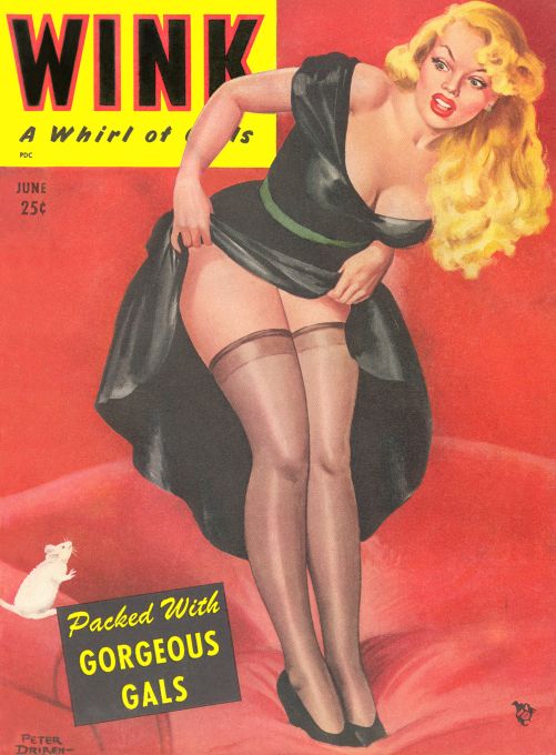 Pin Up - Girl in Dress Scared Of Mouse - Driben - 1951