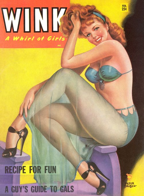 Pin Up - Girl in Blue Lingerie Skirt - Driben - 1955