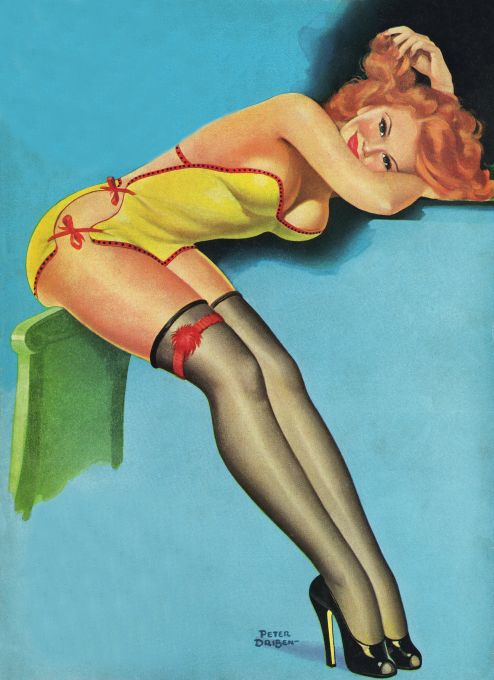 Pin Up - Redhead Showgirl in Yellow - Driben - 1946
