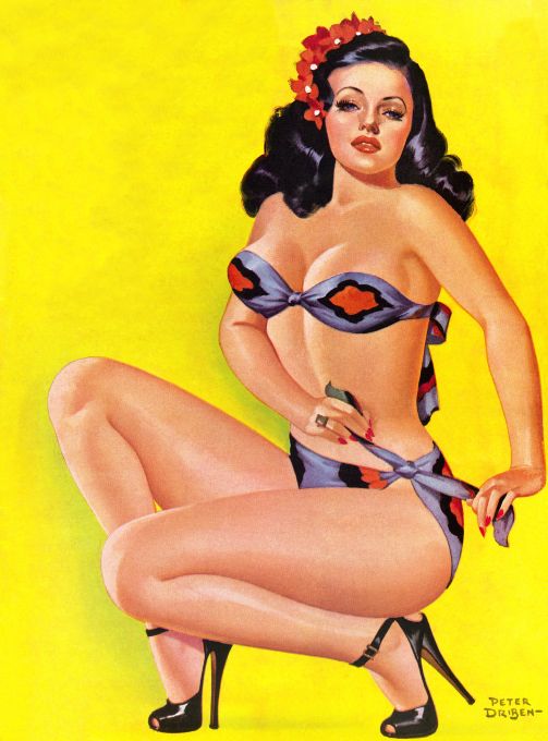 Pin Up - Brunette Girl in Purple Bikini - Driben - 1947