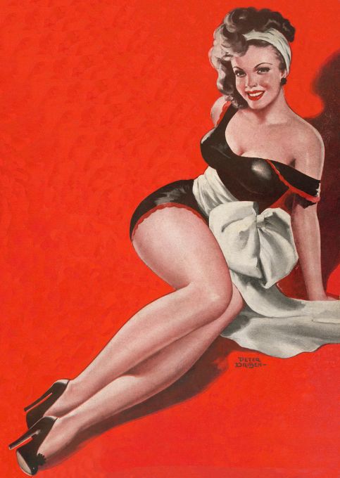 Pin Up - Brunette Showgirl with White Bow - Driben - 1948