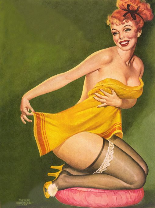 Pin Up - Redhead Girl With Yellow Towel - Driben - 1952
