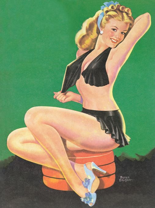 Pin Up - Blonde Showgirl in Black - Driben - 1954