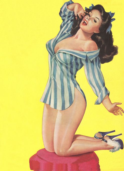 Pin Up - Brunette Girl in Pajamas - Driben - 1954