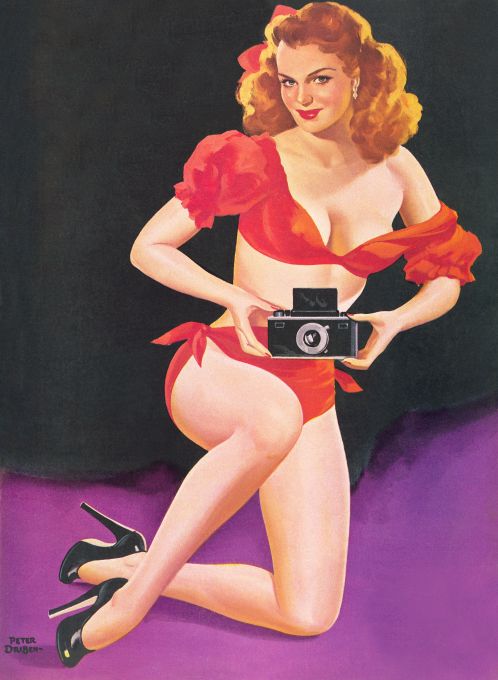 Pin Up - Girl with Golden Hair in Fur Coat - Driben - 1947