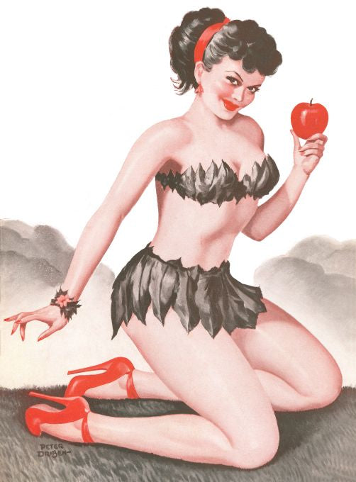 Pin Up - Brunette Girl in Black Feathers - Driben - 1949