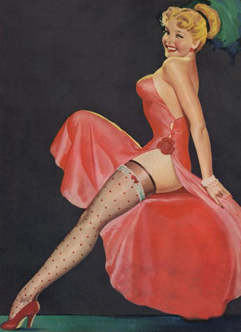 Pin Up - Blonde Girl in Red Dress - Driben - 1951