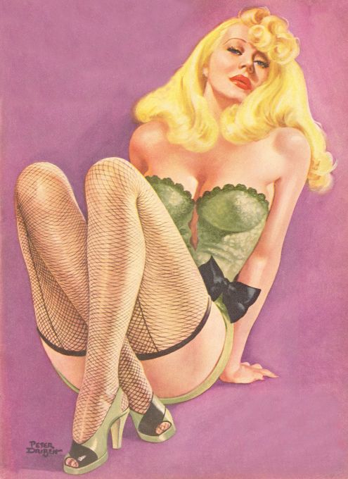 Pin Up - Blonde Girl in Lingerie Fishnets - Driben - 1951