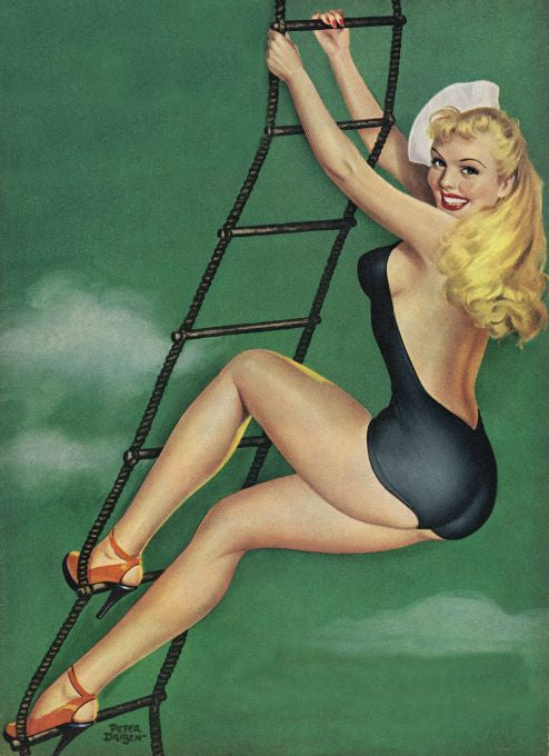 Pin Up - Blonde Sailor Girl On Ladder - Driben - 1951