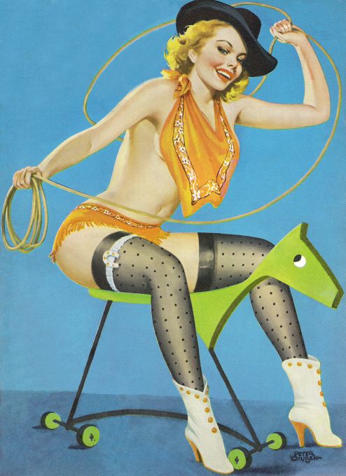 Pin Up - Blonde Cowgirl Swinging Lasso - Driben - 1952