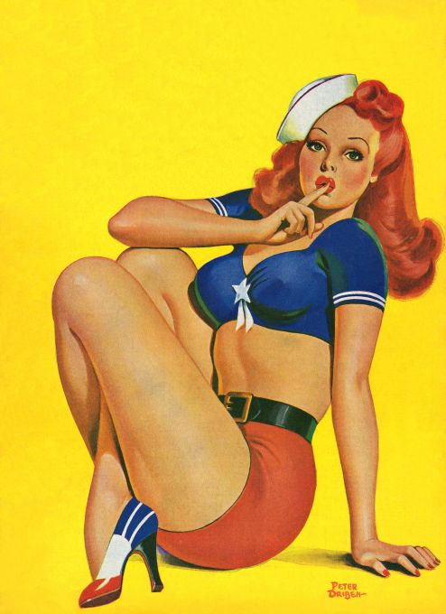 Pin Up - Redhead Sailor Girl "Hush" - Driben - 1944