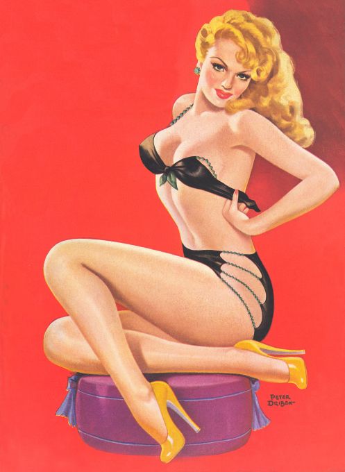 Pin Up - Blonde Girl Stripping Her Two Piece - Driben - 1946