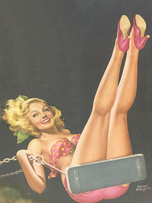 Pin Up - Blonde Girl Swinging - Driben - 1951