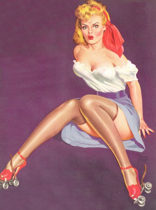 Pin Up - Blonde Girl Fell On Skates - Driben - 1955