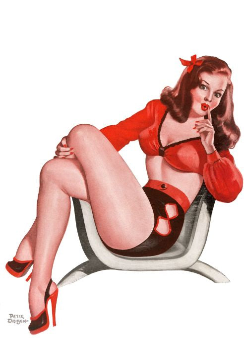 Pin Up - Brunette Girl in Red Black - Driben - 1948