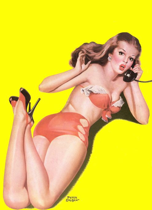 Pin Up - Brunette Girl in Lingerie On Phone - Driben - 1949