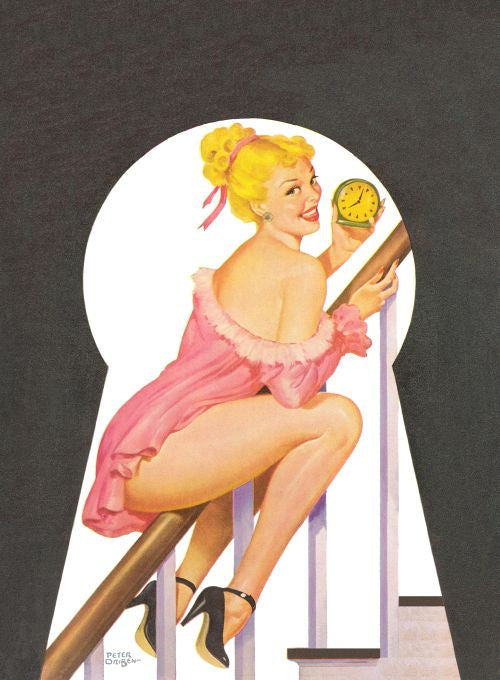 Pin Up - Blonde Girl Sliding Down Handrail - Driben - 1952