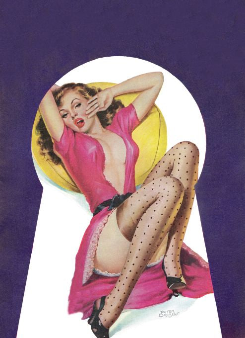 Pin Up - Brunette Girl Scantily Clad in Pink - Driben - 1952
