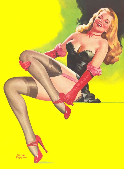 Pin Up - Blonde Showgirl in Lingerie Gloves - Driben - 1946