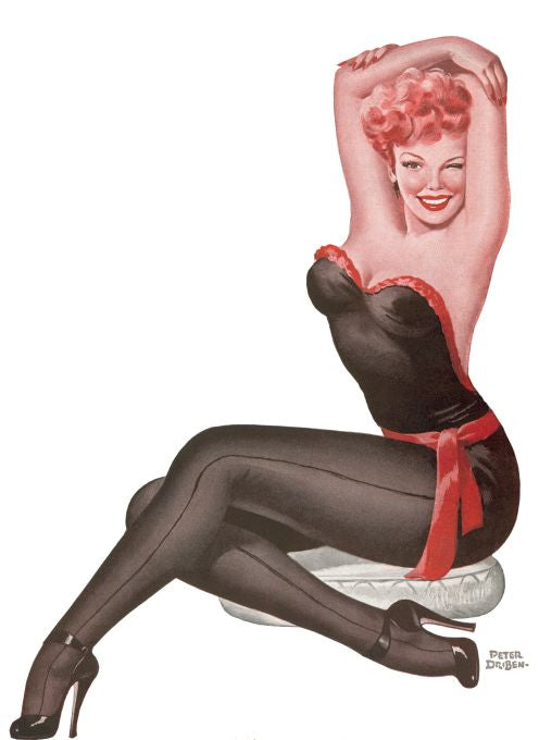 Pin Up - Redhead Girl in Sleek Black Red - Driben - 1948