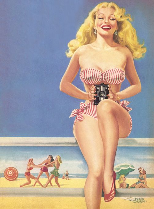 Pin Up - Blonde Girl in Bikini With Camera - Driben - 1950