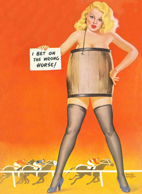 Pin Up - Blonde Girl Wearing Barrel - Driben - 1952