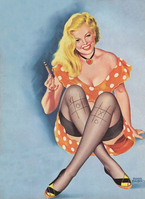 Pin Up - Blonde Girl Playing Tic Tac Toe - Driben - 1954