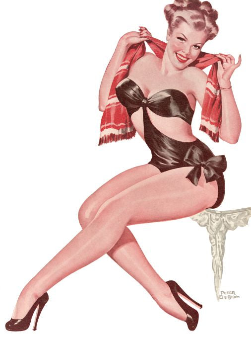 Pin Up - Brunette Girl in Lingerie With Scarf - Driben - 1954