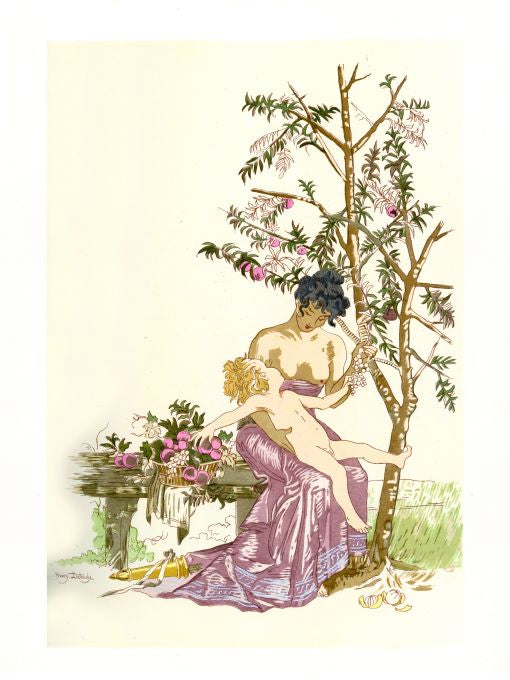 Pin Up - Girl Breastfeeds Among Food - DeTouche - 1900