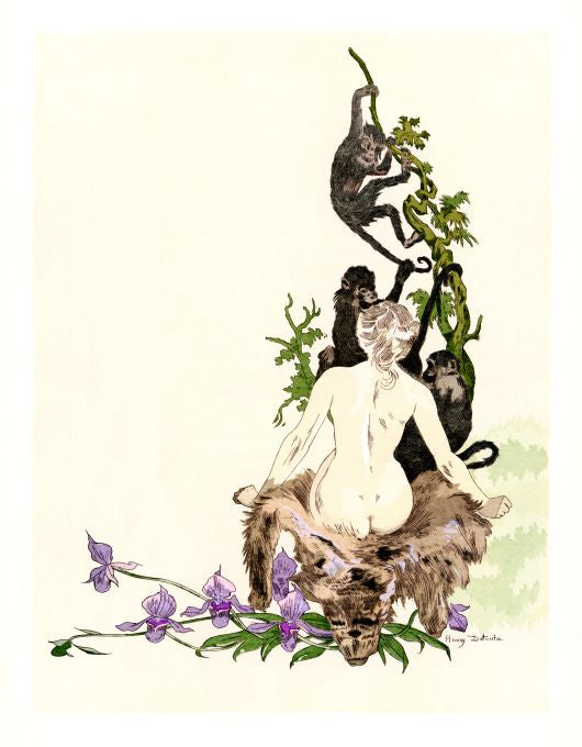 Pin Up - Nude Blonde in Pelt w/ Monkeys - DeTouche - 1900