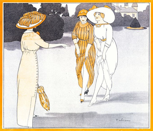 Pin Up - Two Girls Compare Legs - Fabiano - 1910