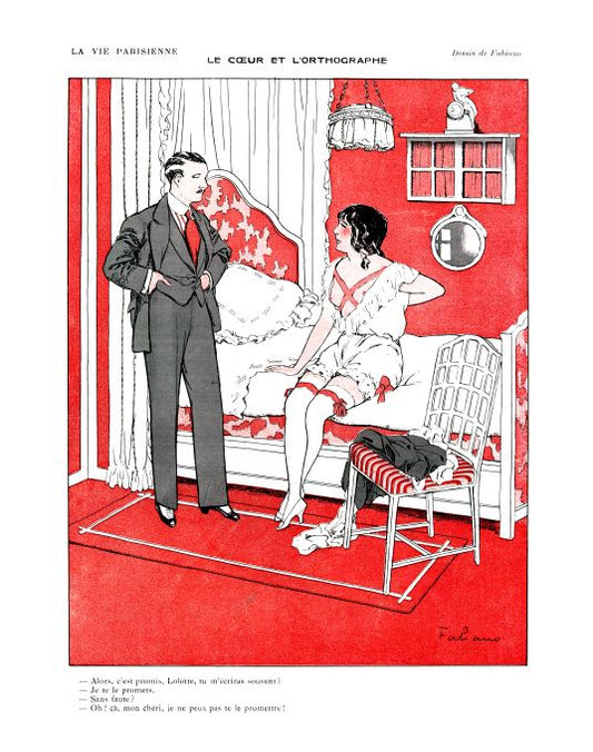 Pin Up - Girl On Bed & Man  - Fabiano - 1912