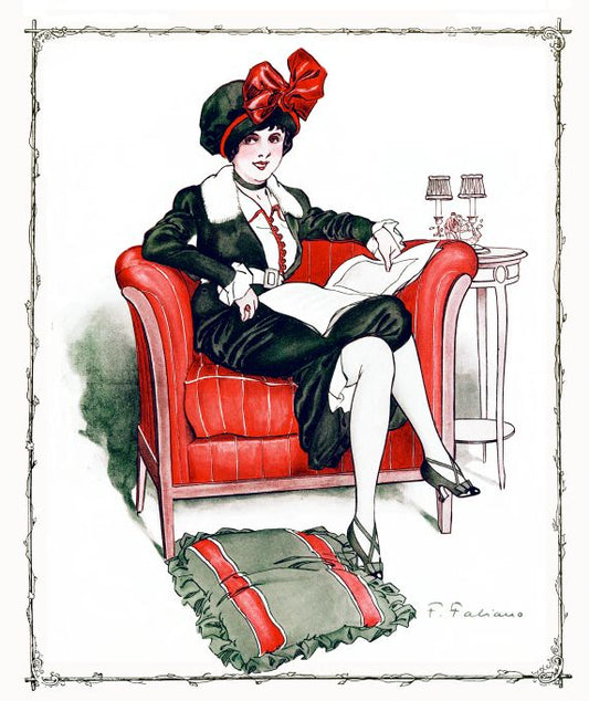 Pin Up - Girl Reads - Fabiano - 1913