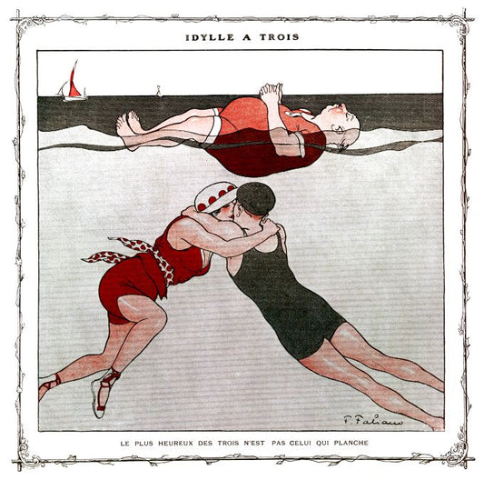 Pin Up - Girl & Man Kiss Underwater - Fabiano - 1913