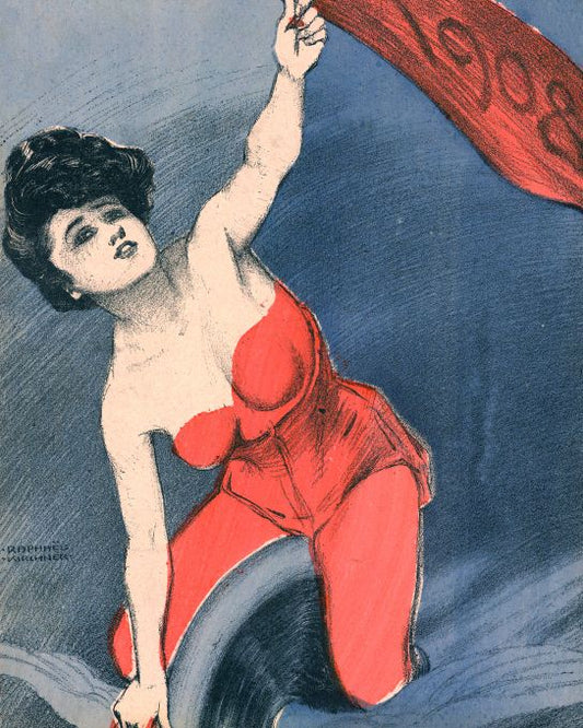 Girlw/Red 1908 Flag - Kirchner - 1908