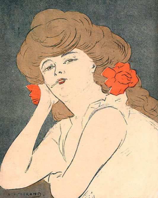 Lady Smoking w/Flowers