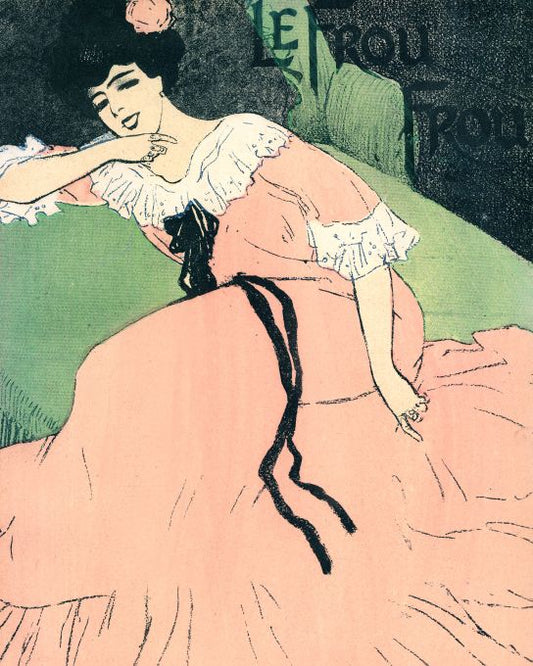 Girl In Pink On Green Couch