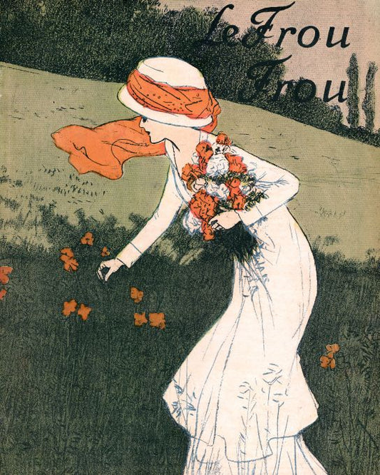 Girl In White Picking Flowers