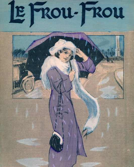 Girl w/Umbrella in Rain - 1912