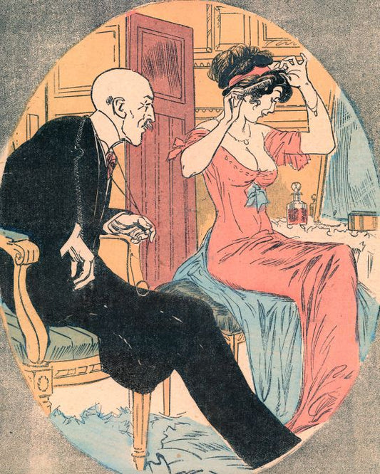 Man Watches Girl Comb Hair - 1912