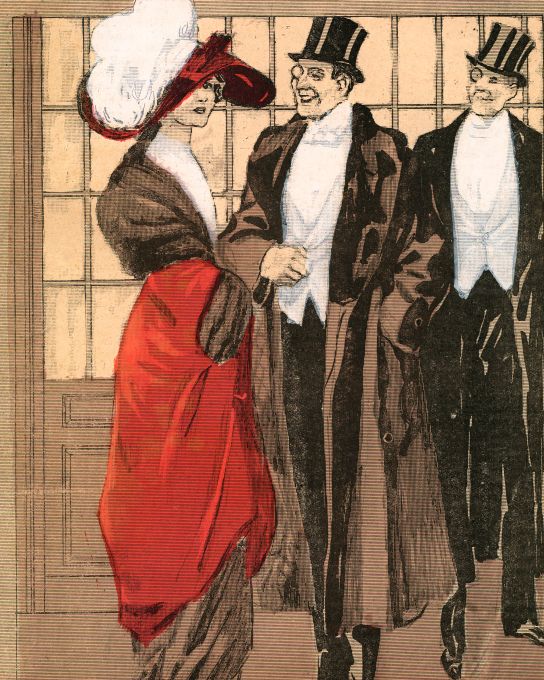 Men And Girl Walking - 1912