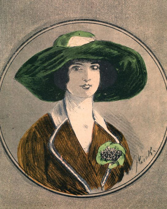 Brunette In Green Hat - 1912