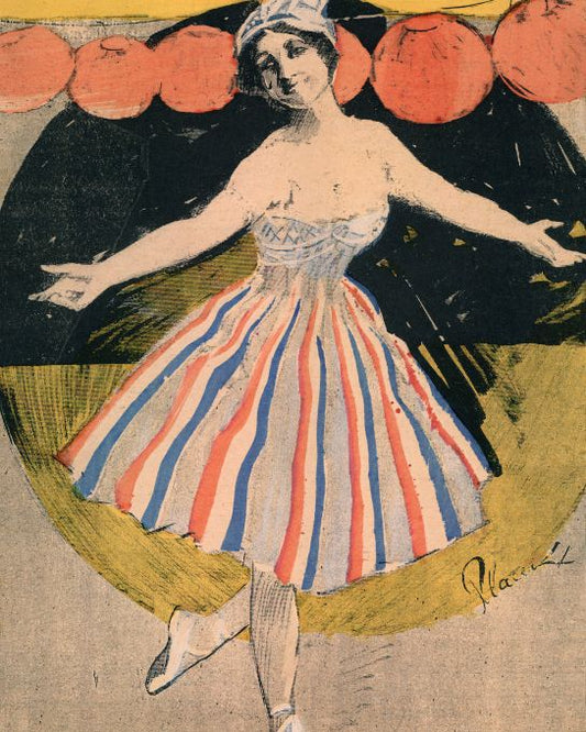 Girl Dancing In Red White And Blue - 1912