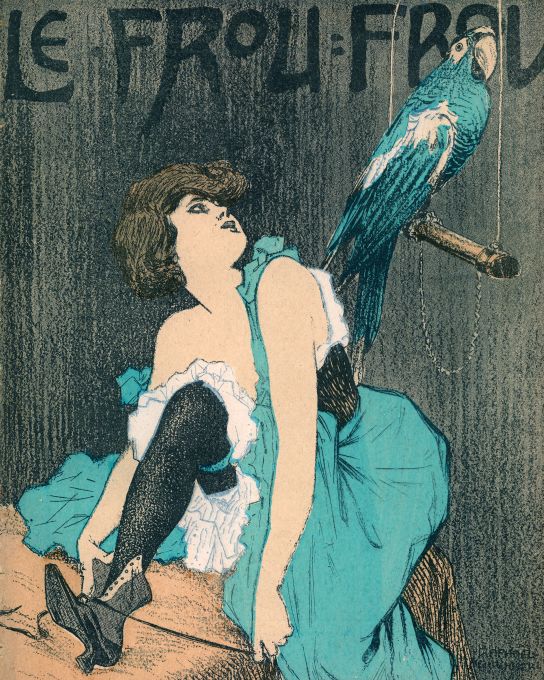 Girl In Blue Dress With A Parrot