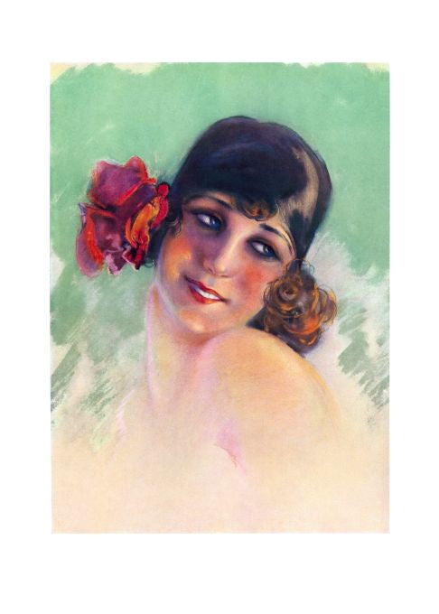 Pin Up - Redhead Girl w/ Flower - Fontan - 1929