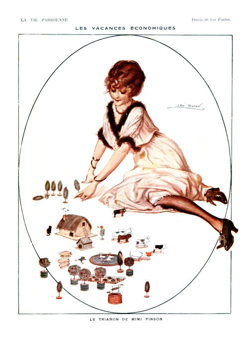 Pin Up - Girl w /Mini Farm  - Fontan - 1917