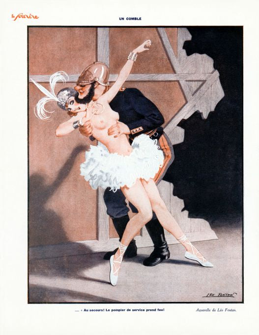 Pin Up - Dancer Girl w/ Fireman - Fontan - 1930