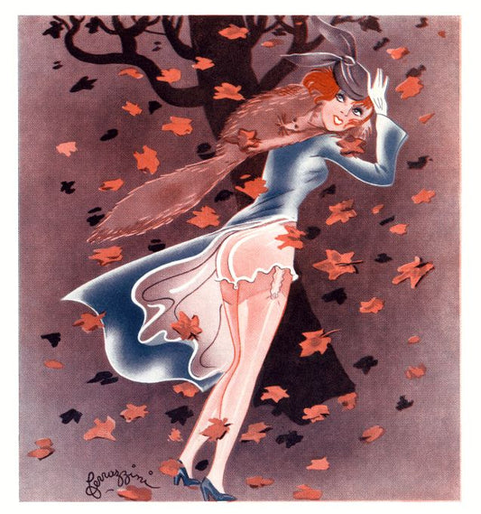 Pin Up - Girl Blown by Wind - Ferrazzini  - 1935