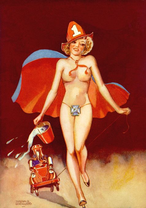 Pin Up - Nude Blonde Firefighter Girl - Greenwood - 1935